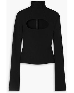 A.W.A.K.E. MODE Cutout Jersey Turtleneck Top - Black