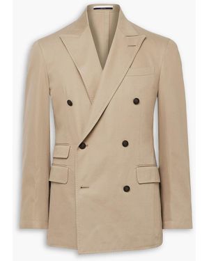 dunhill Cavendish Double-Breasted Cotton And Cashmere-Blend Twill Suit Jacket - Natural