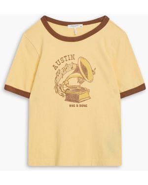 Rag & Bone Printed Cotton-Jersey T-Shirt - Yellow
