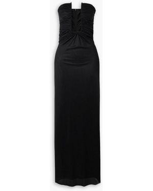 Christopher Esber Strapless Gathered Satin-Jersey Maxi Dress - Black