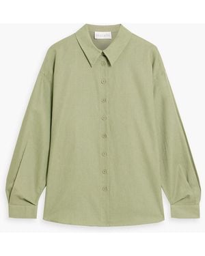 Mikael Aghal Cotton And Linen-Blend Shirt - Green