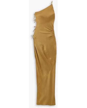 Rick Owens Taco One-Shoulder Tie-Embellished Satin Dress - Metallic