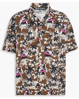 Palm Angels Hula Printed Mousseline Shirt - Brown
