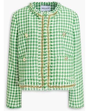 Rebecca Vallance Cher Embellished Houndstooth Tweed Jacket - Green