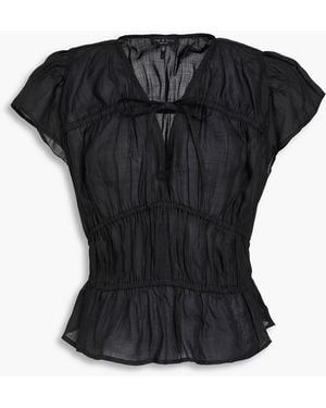 Rag & Bone Valentina Gathered Ramie Top - Black