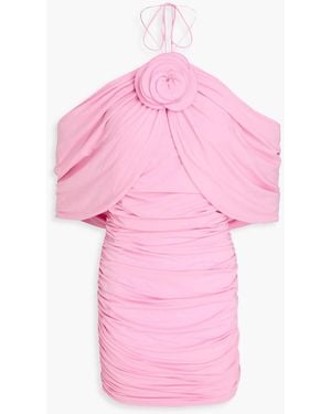 Magda Butrym Draped Floral-appliquéd Jersey Mini Dress - Pink