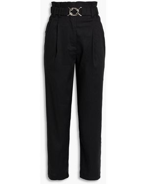 10 Crosby Derek Lam Atto Cropped Linen-blend Tapered Trousers - Black