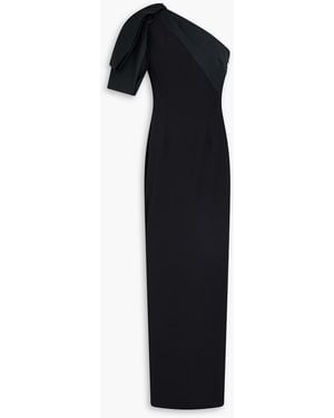Safiyaa One-shoulder Bow-detailed Crepe And Faille Gown - Black