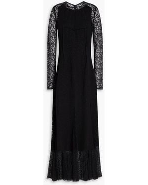 Jonathan Simkhai Brinda Corded Lace-Paneled Jacquard Gown - Black