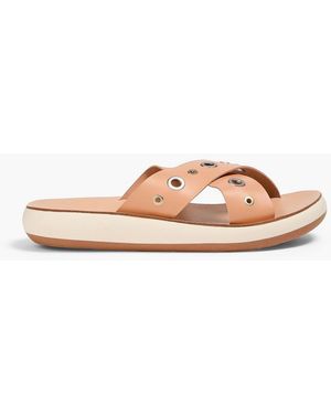 Ancient Greek Sandals Thais Eyelet-Embellished Leather Sandals - Natural