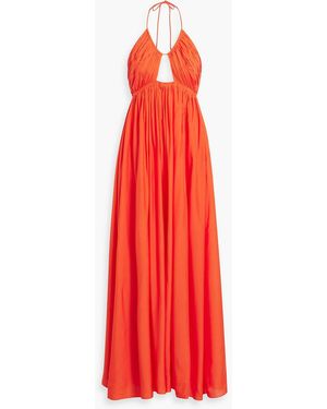 Jonathan Simkhai Oleander Cutout Crepe De Chine Halterneck Maxi Dress - Red