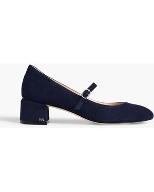 Stuart Weitzman Gabby 45 Suede Mary Jane Pumps - Blue