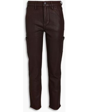 PAIGE Waxed High-rise Slim-leg Jeans - Brown