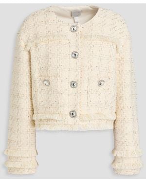 Huishan Zhang Frayed Metallic Tweed Jacket - Natural