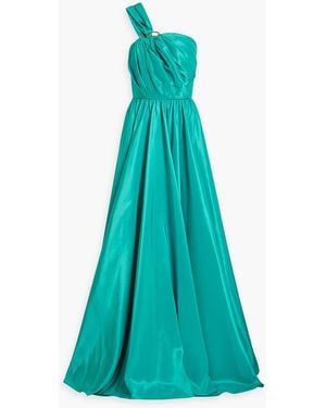 Rhea Costa One-shoulder Ring-embellished Taffeta Gown - Blue