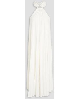 Halston Karsyn Ring-embellished Jersey Midi Dress - White