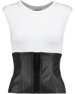 Bailey 44 Lace-Up Faux Leather-Trimmed Jersey Top - Black