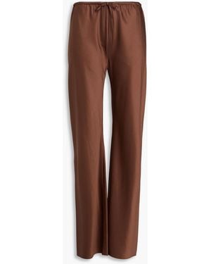Veronica Beard Billie Silk-Blend Satin Straight-Leg Trousers - Brown