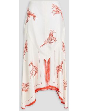 Rohe Printed Silk-twill Midi Skirt - White