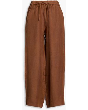 Casa Raki Emma Linen Wide-Leg Trousers - Brown