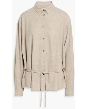 LE17SEPTEMBRE Tie-Detailed Wool-Flannel Shirt - Natural