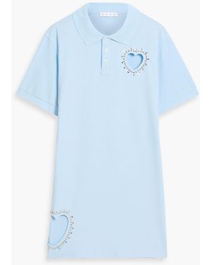Area Embellished Cotton-Piqué Mini Shirt Dress - Blue