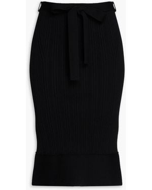3.1 Phillip Lim Belted Ribbed Wool-Blend Skirt - Black