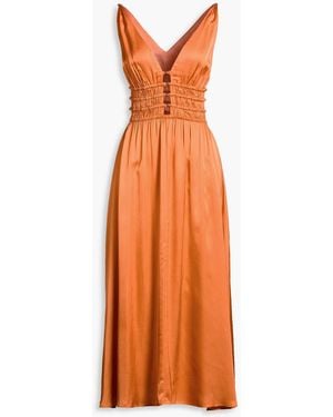 Maje Cutout Bead-Embellished Satin Midi Dress - Orange