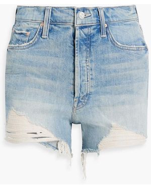 Mother Tomcat Kick Distressed Denim Shorts - Blue