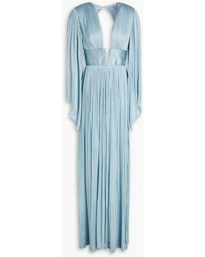 Maria Lucia Hohan Thais robe aus plissierter seide mit cut-outs und verzierung - Blau