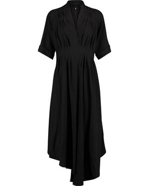 Adam Lippes Gathered Crepe Midi Dress - Black
