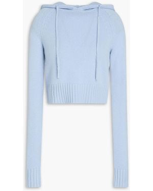 Zimmermann Cropped Wool And Cashmere-Blend Hoodie - Blue