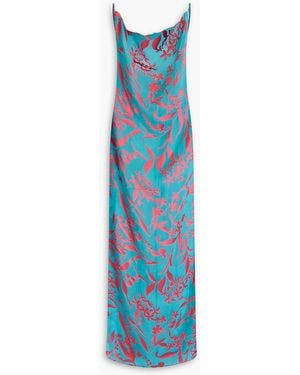 Magda Butrym Draped Devoré-satin Maxi Dress - Blue