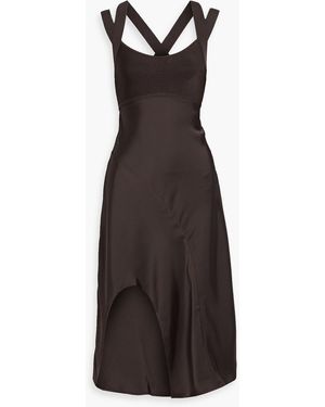 Hervé Léger Elodie Bandage-Paneled Satin Midi Dress - Brown