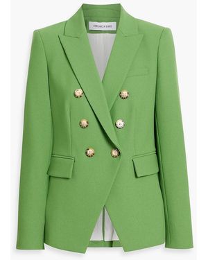 Veronica Beard Miller Dickey Double-Breasted Crepe Blazer - Green