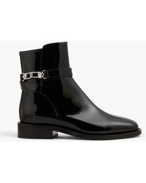 TOTEME Buckled Patent-Leather Ankle Boots - Black