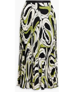 Diane von Furstenberg Mykola Pleated Printed Crepe Midi Skirt - Black