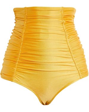 Dodo Bar Or Emma Ruched High-Rise Bikini Briefs - Yellow
