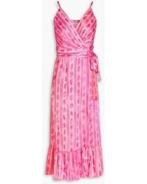Sandro Printed Twill Midi Wrap Dress - Pink