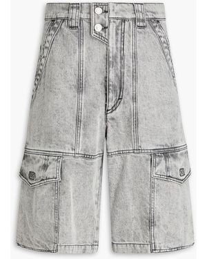 Isabel Marant Jemuel Acid-Wash Denim Cargo Shorts - Grey