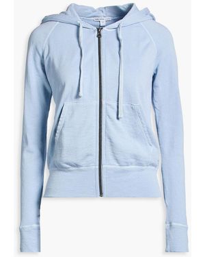 James Perse French Cotton-Terry Hooded Zip-Up Sweatshirt - Blue