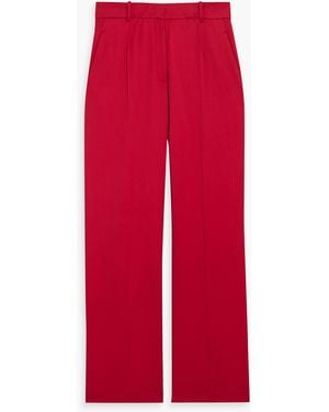 Another Tomorrow Wool-Blend Twill Wide-Leg Trousers - Red
