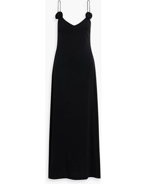 Magda Butrym Floral-Appliquéd Stretch-Jersey Maxi Dress - Black