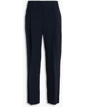 A.Emery Draper Pleated Pinstriped Crepe Tapered Trousers - Blue