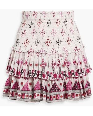 Isabel Marant Naomi Ruffled Printed Cotton-Voile Mini Skirt - Red