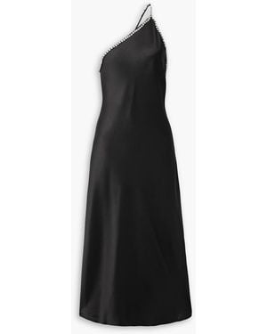Dodo Bar Or Diana One-shoulder Crystal-embellished Satin Maxi Dress - Black