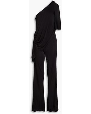 Diane von Furstenberg Talia One-Shoulder Jersey Jumpsuit - Black