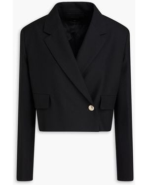 Maje Cropped Double-breasted Twill Blazer - Black