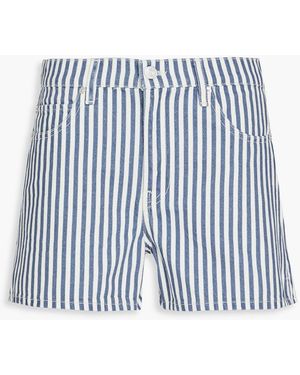 FRAME The Vintage Relaxed Striped Denim Shorts - Blue