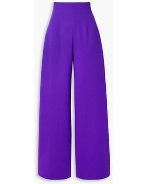 Sergio Hudson Wool-crepe Wide-leg Trousers - Purple